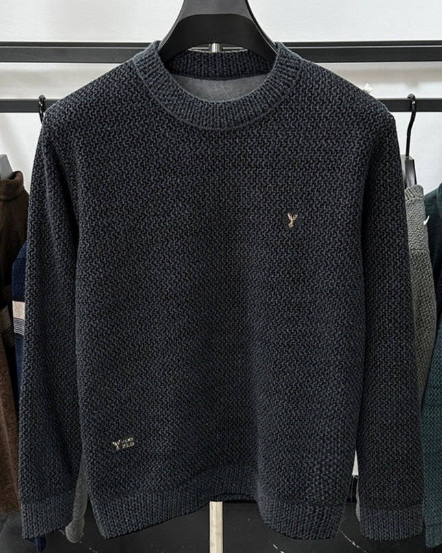 Winter Men's Thermal Round-neck Velvet Padded Sweater