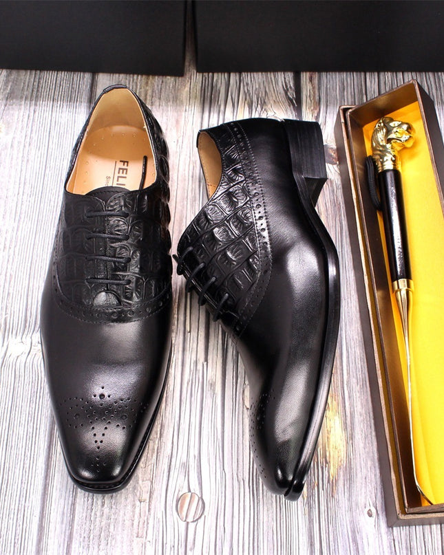 Men's Lace-up British Oxford Shoes Cowhide