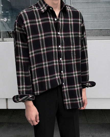 Men's autumn long sleeve plaid shirt