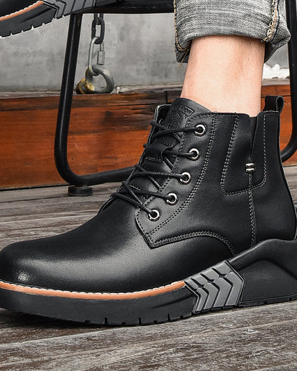 Autumn and winter leather British style high bottom fashion short boots