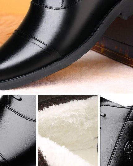 Winter Real Leather With Fleece Lining Men's Cotton Shoes