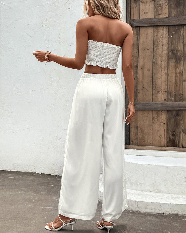Ruffled Vest Sleeveless Midriff Outfit Long Skirt Suit