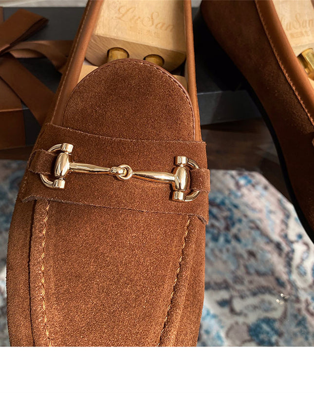 Soft Structure Suede Horsebit Slip On Shoes For Men