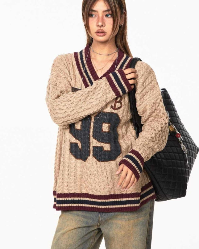 Jacquard Autumn And Winter Loose Idle Style Knitted Top