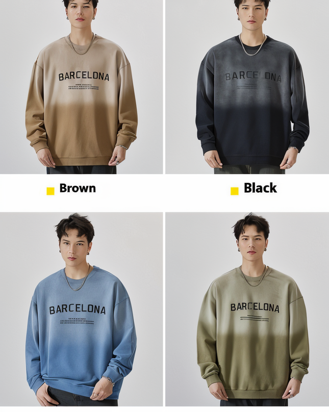 Autumn & Winter Pure Cotton American Round Neck Sweater for Men – Casual Loose Pullover