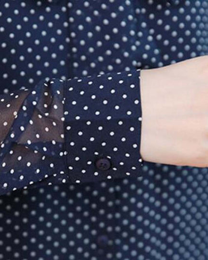 Women's Long Sleeve Shirt With Stand-up Collar Bow