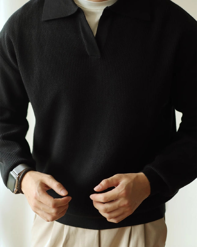V-neck Sweater Pullover Sweater Lapel Heavy Warm
