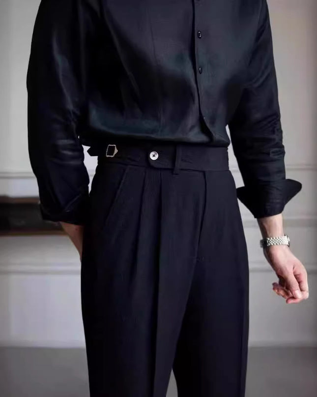Men's High Waist Straight Casual British Retro Easy Matching Trousers
