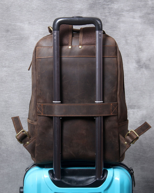New Retro Crazy Horse Leather Men's Leather Backpack