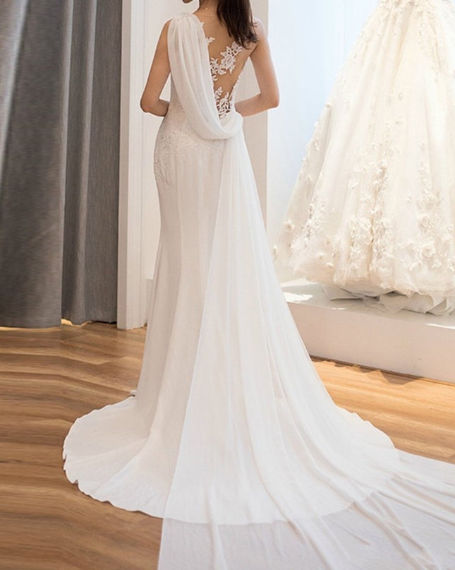 Mid-waist Dream See-through Super Fairy Light Wedding Dress