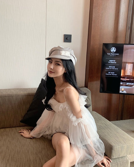 One-shoulder chiffon shirt strapless strap