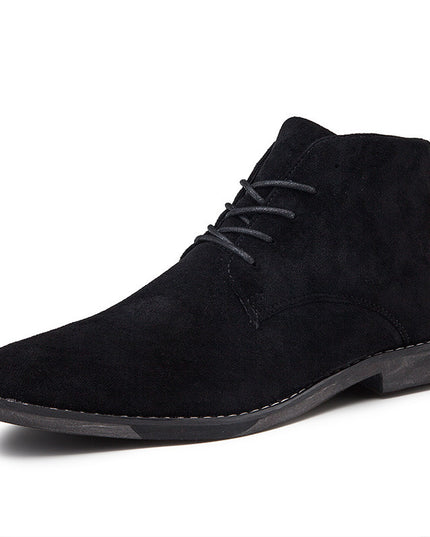 British Leather Boots Casual Boots High Top Martin Boots Suede Pointed