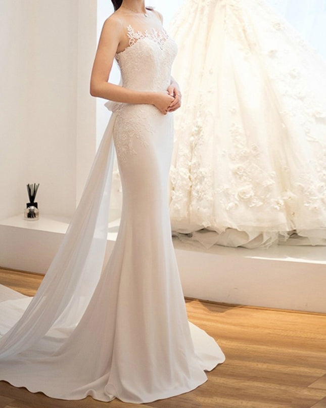 Mid-waist Dream See-through Super Fairy Light Wedding Dress