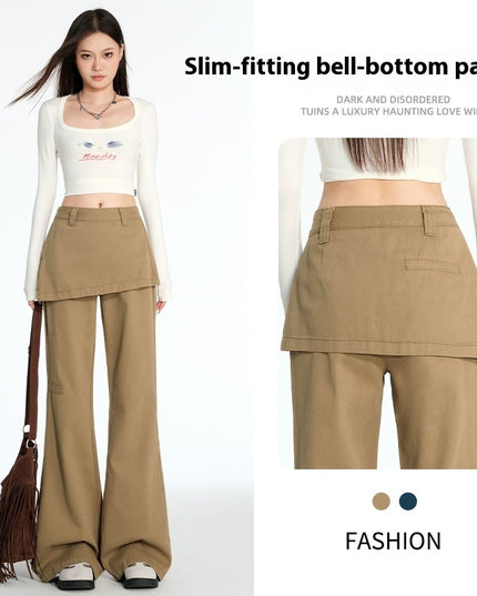 American Retro Fake Two-piece Design Slightly Spicy Casual Pants