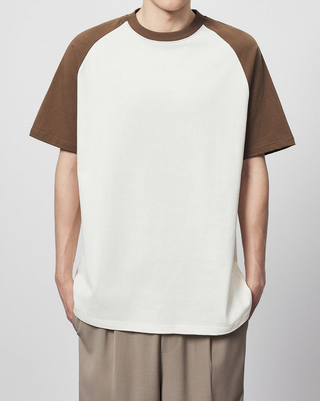 270g Cotton Contrast Color Short-sleeved Raglan Loose T-shirt
