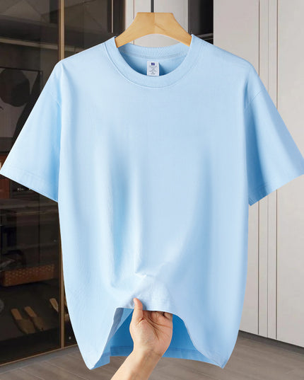 Drop Shoulder Loose Round Neck Pure Color All-matching