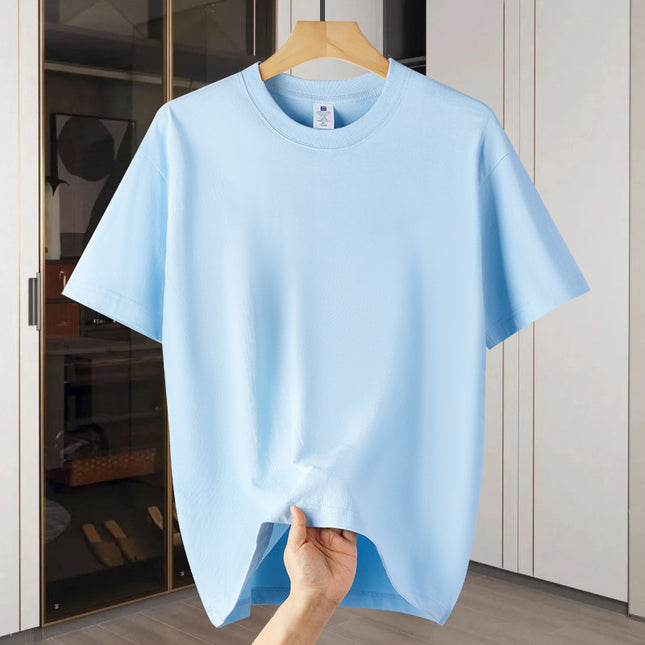 Drop Shoulder Loose Round Neck Pure Color All-matching