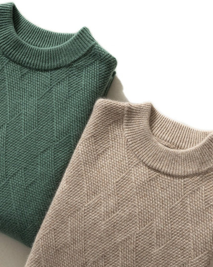 Thick Round Neck Men's Cashmere Sweater