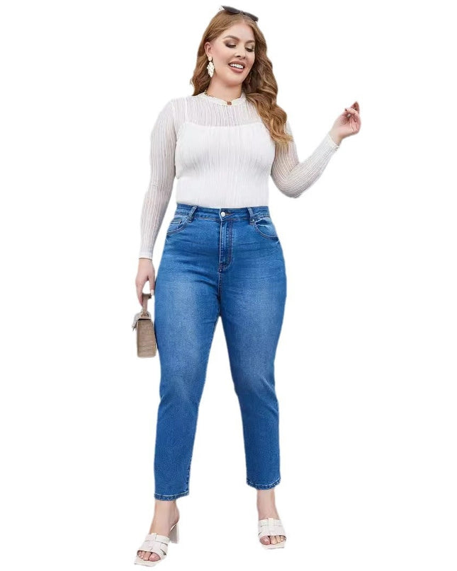 Plus Size Denim Harem Slim Fit Stretch Tapered Pants