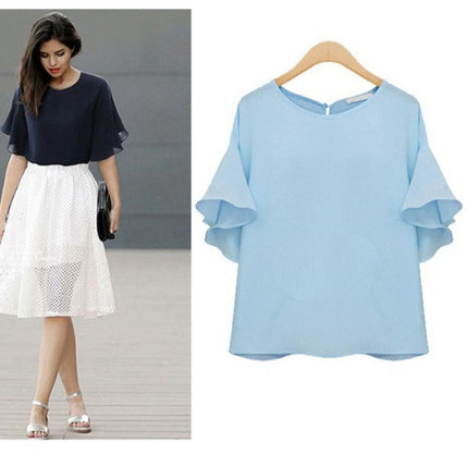 Women's temperament short-sleeved loose shirt