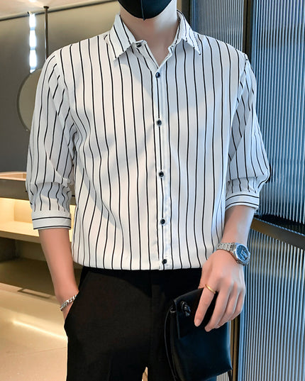 Light Cooked Style Shirt For Men With Black And White Stripes