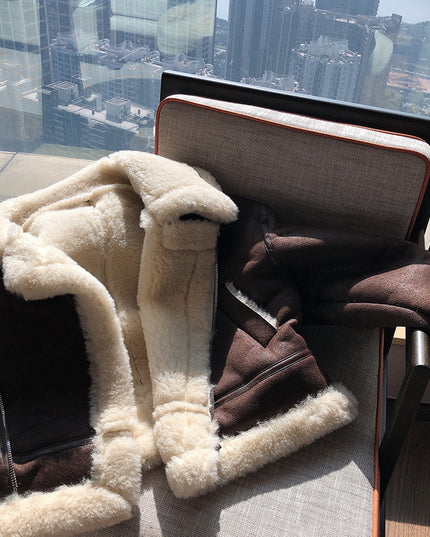 Women's Fashion Thickened Fur All-in-One Short Jacket