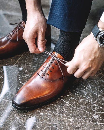 Summer Men's Cowhide Hand-polished Brock Carved Men's Shoes Business Suits Oxford Shoes