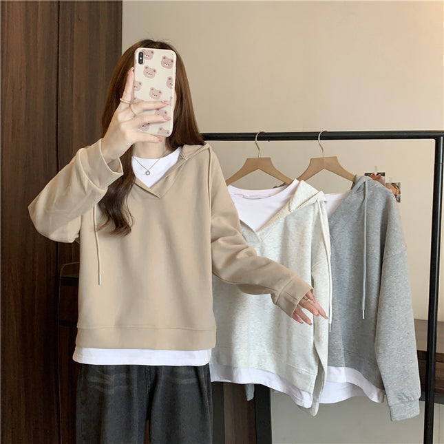 Loose Slimming Patchwork Fake Two-piece Top