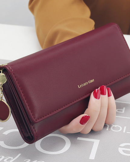 Women's hand holding wallet female long section new Japanese and Korean personality pendant multi-function student wallet