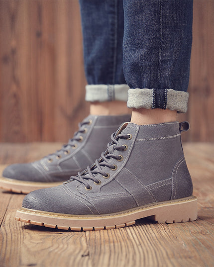 Leather high-top tooling shoes