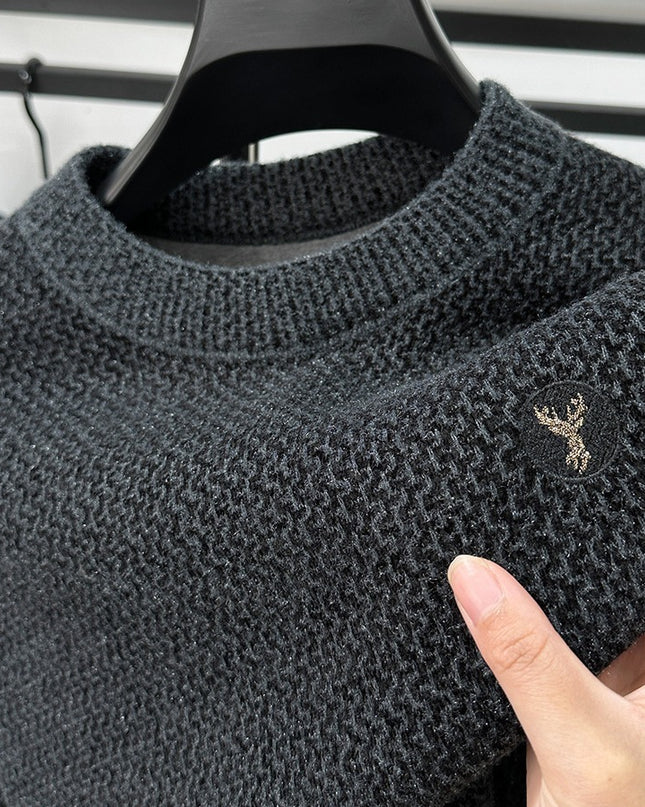 Winter Men's Thermal Round-neck Velvet Padded Sweater