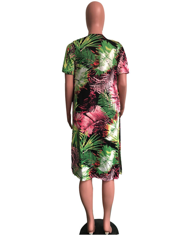 Three-piece printed cloak bikini swimsuit