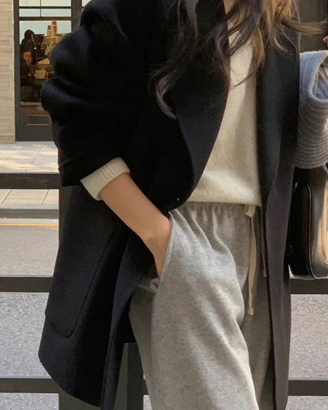 Solid Color Suit Reversible Cashmere Coat Coat