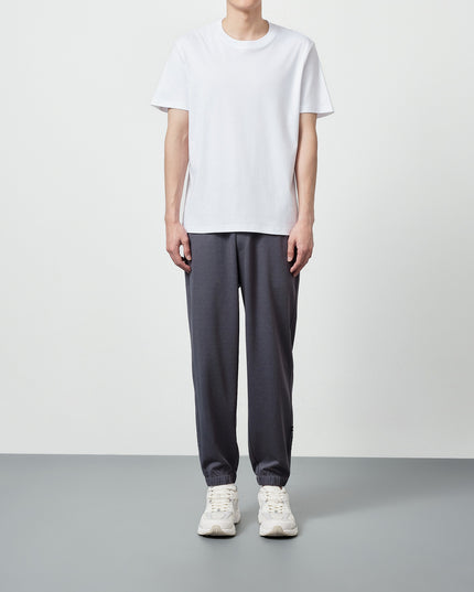 50 Long-staple Cotton Liquid Ammonia Short Sleeve Simple Solid Color Round Neck