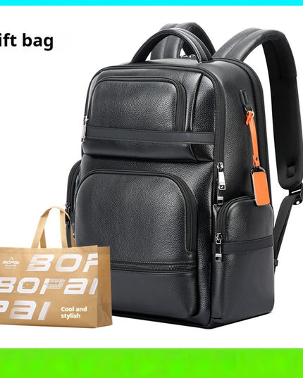 Business Leather Men's Backpack Large Capacity Computer Bag