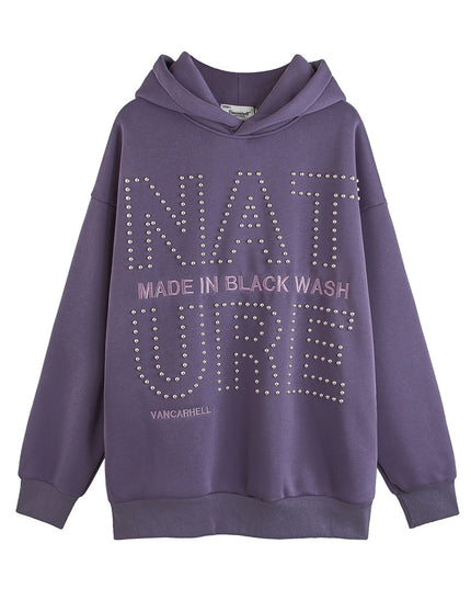 Hot Drilling Letter Loose Sweatshirt Men's European And American