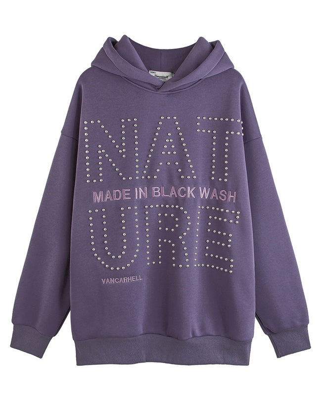 Hot Drilling Letter Loose Sweatshirt Men's European And American