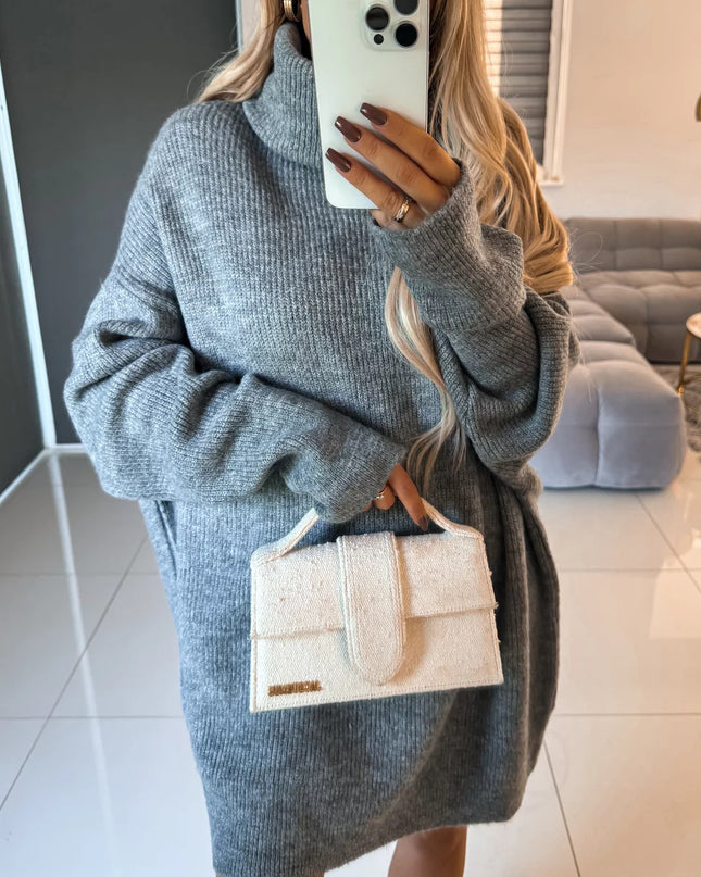 Women's Turtleneck Long Sleeve Knitted Long Sweater