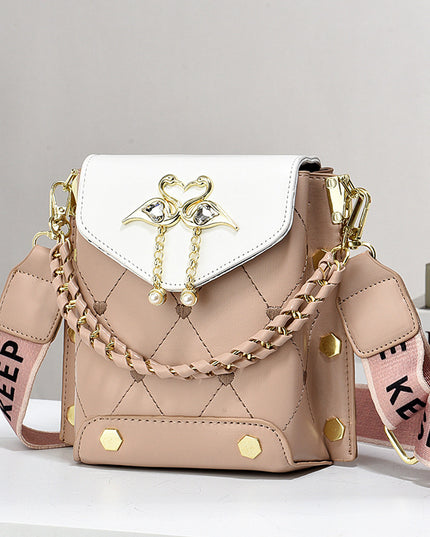New Stylish Good Texture Shoulder Bag All-matching Western Style Pearl Chain Small Bag