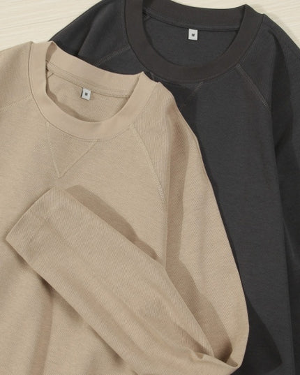 Double Sided Twill Cotton Solid Color Men's Raglan Sleeves