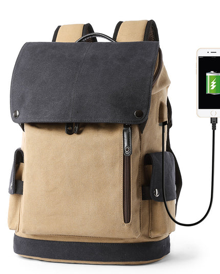 Canvas Men's Backpack Large Capacity Student School Bag