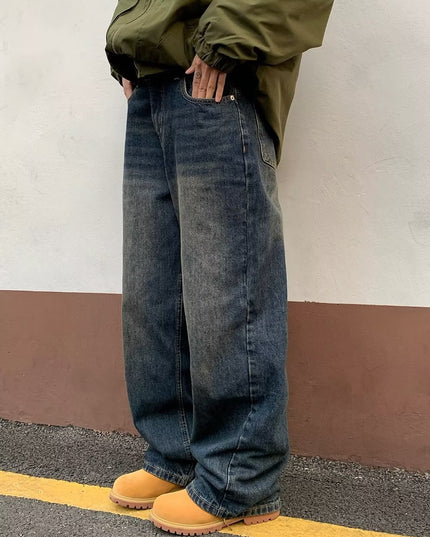 American Street Distressed Retro Washed Jeans Male And Female Trendy Brand
