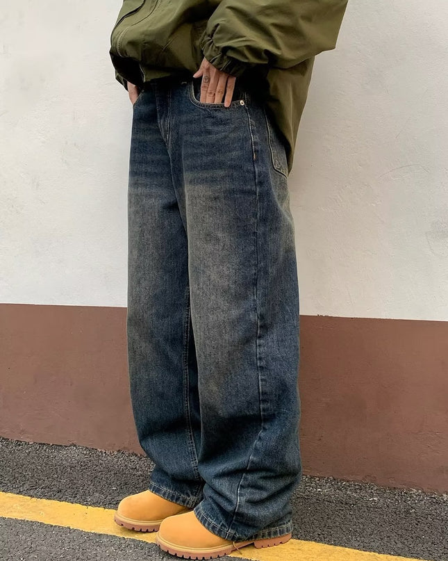 American Street Distressed Retro Washed Jeans Male And Female Trendy Brand