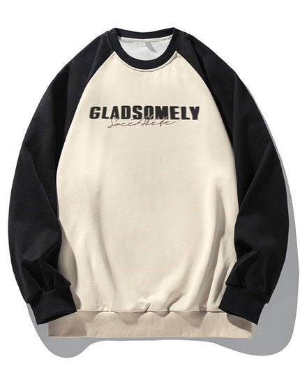 Color Contrast Patchwork Raglan Sleeve Round Neck Sweater Men's Autumn And Winter American Style