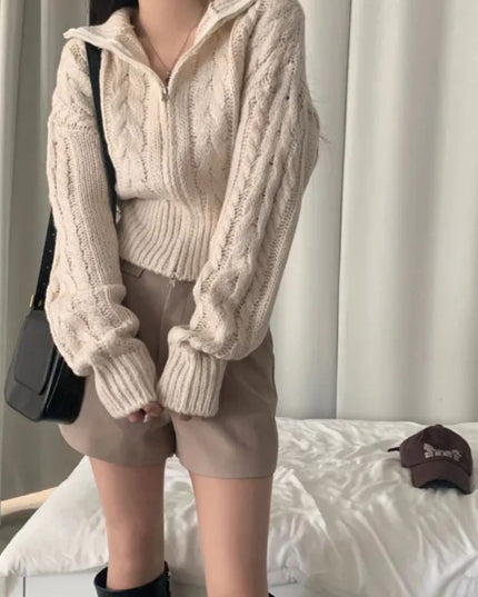 Early Sweater Coat Slim Fit Slimming V-neck Long Sleeve Top