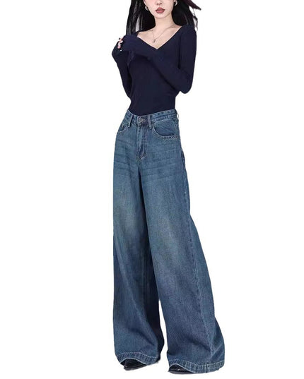 Women's Loose Jeans Straight Mopping Pants