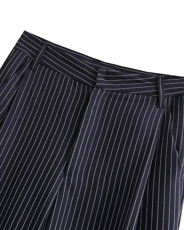 Striped Waist Slim Fit Casual Wide-leg Trousers