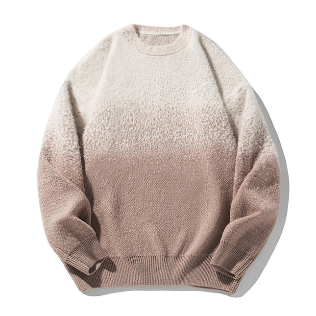 Artificial Mink Plush Gradient Design Sweater Thermal Head Cover Knitwear