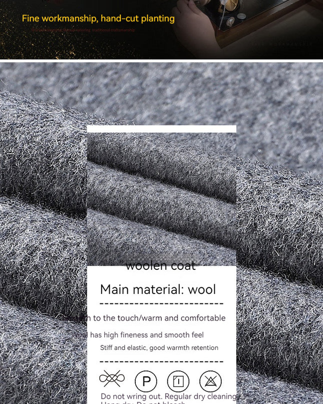 Autumn And Winter Woolen Coat Overknee Long Double Breasted Oblique Pocket