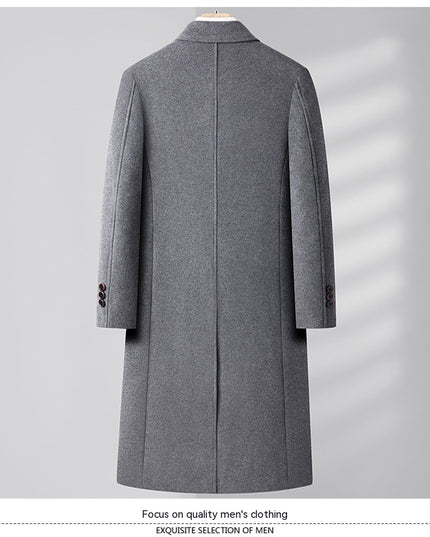Autumn And Winter Woolen Coat Overknee Long Double Breasted Oblique Pocket